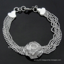 Hot Sale 925 Silver Jewelry Lovely Charm Flower Bracelets BSS-019